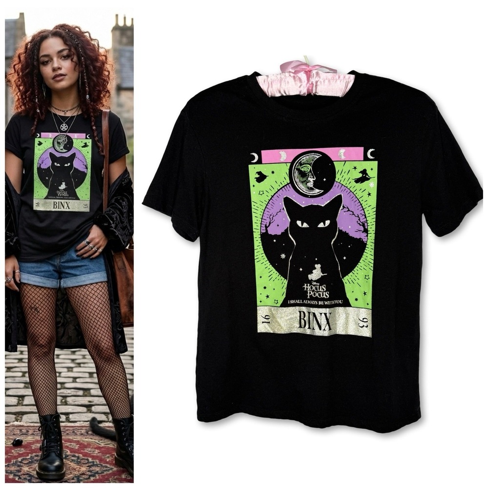 Hocus Pocus Binx Tarot Card Crew Teeβ Shirt Small Disney Cat Witchy Moon 1693